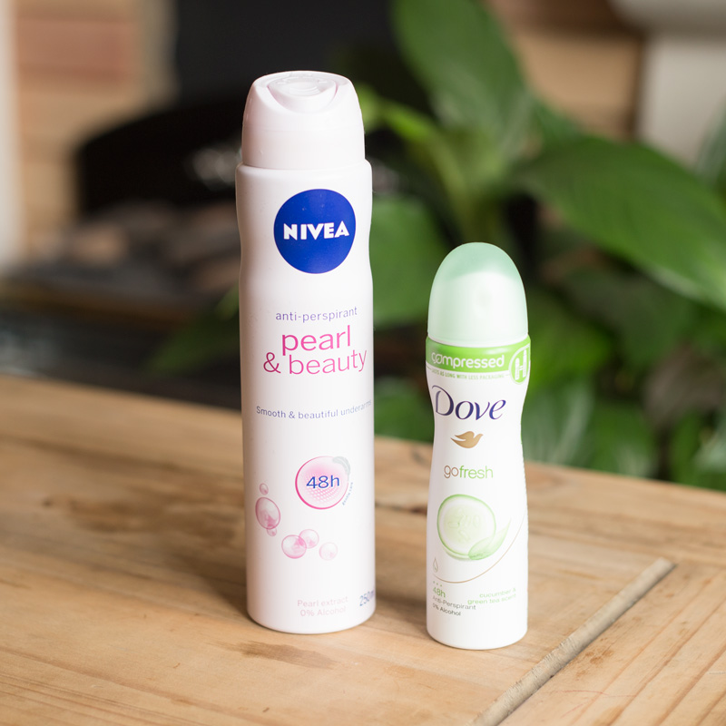 Aerosol deodorants Nivea and Dove