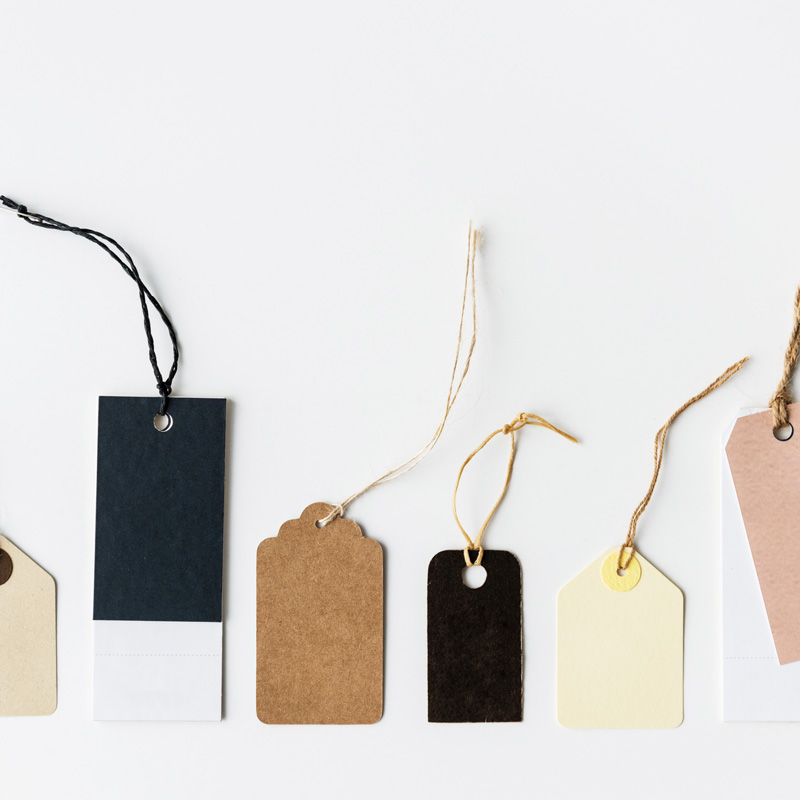 Shopping tags on white background