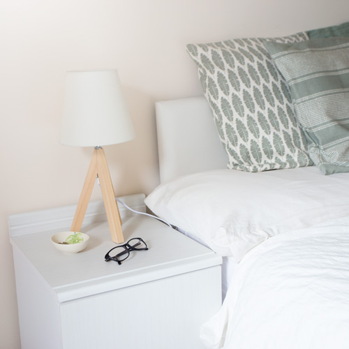 Clean bed side table - Sustainable & Conscious Bedroom Makeover on a budget
