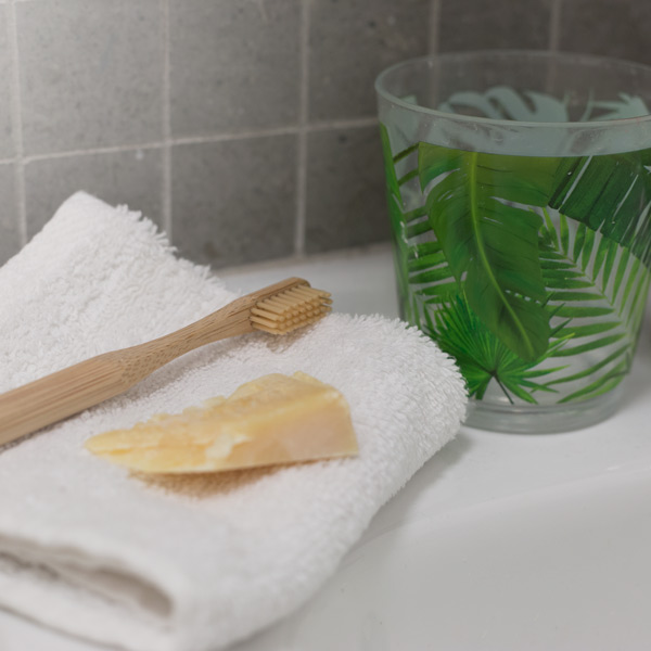 Toothbrush and glass - Testing Marseille Soap claims
